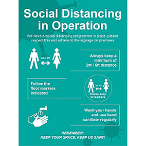 SOCIAL DISTANCING IN OPERATION - RPVC 600X800MM
